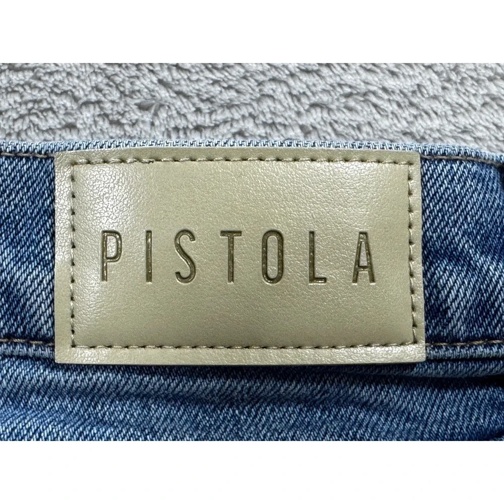 Pistola Womens Lana High Rise Ultra Wide Leg Raw Hem Blue Jeans 27 Meas: 27x26.5